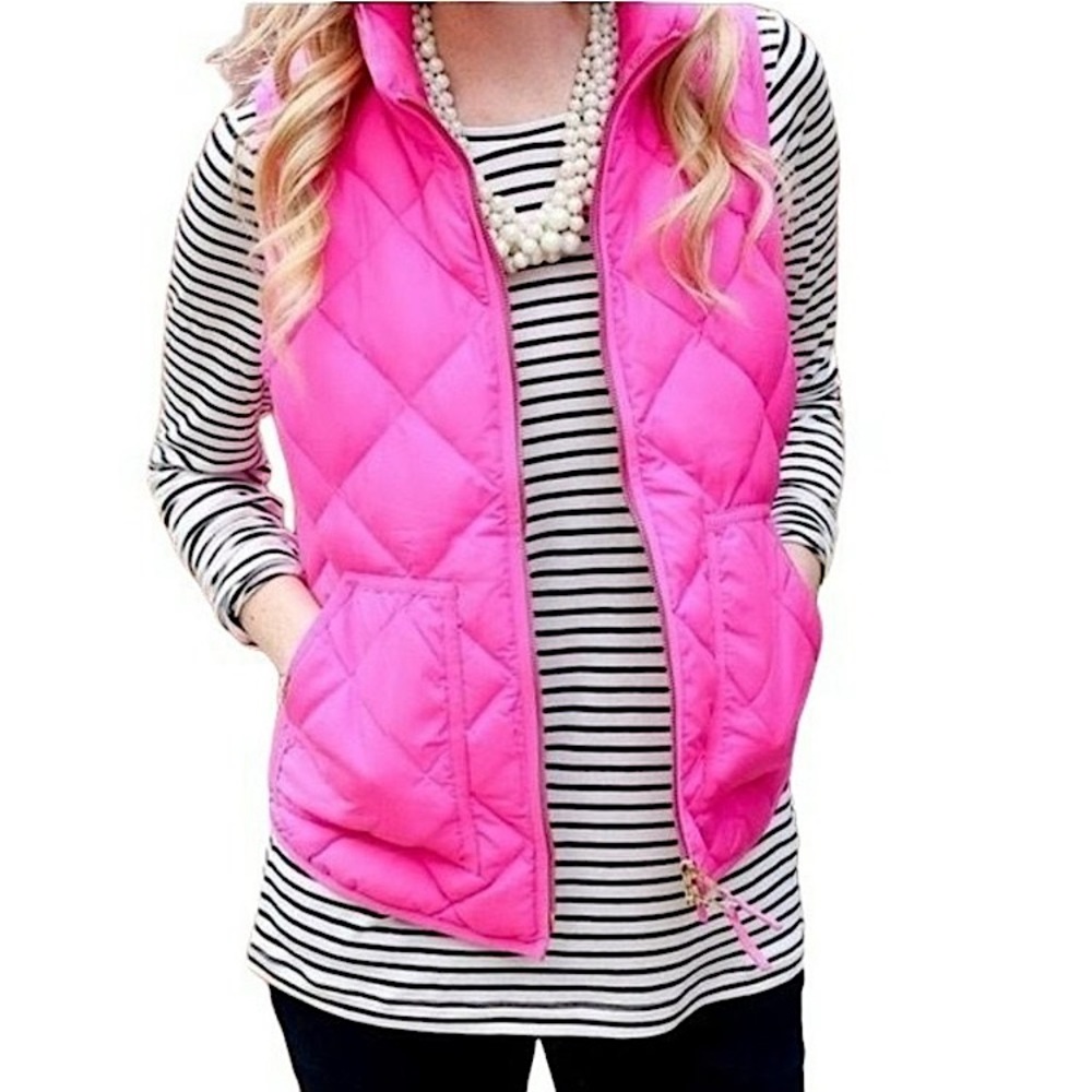 J. CREW Excursion Puffer Vest 70% Down Hot Pink - XS - Picture 2 of 11